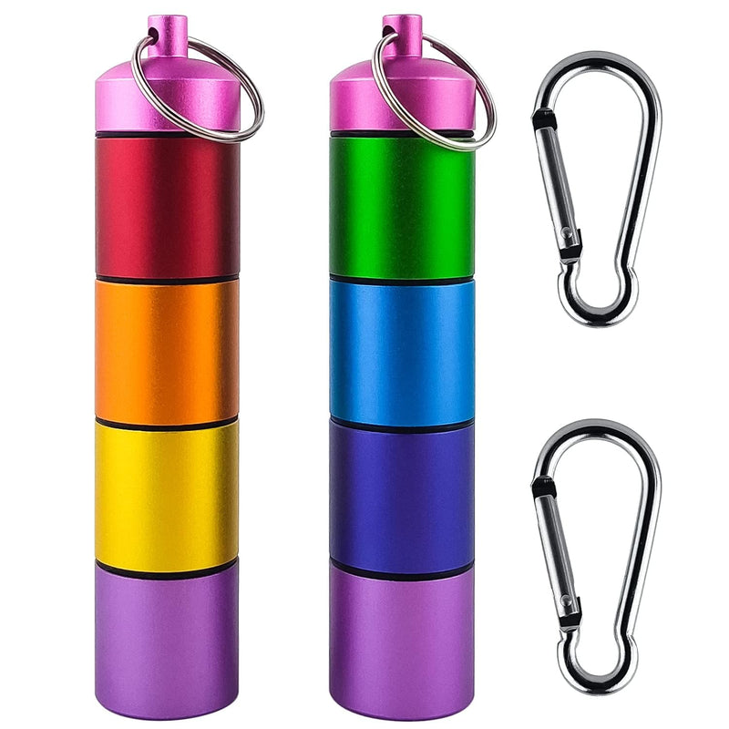 Small Portable Pill Case Keychain for Travel | Metal Pill Organizer Case Keychain, Stackable Waterproof Travel Cute Pill Box Holder, Vitamins and Medicine