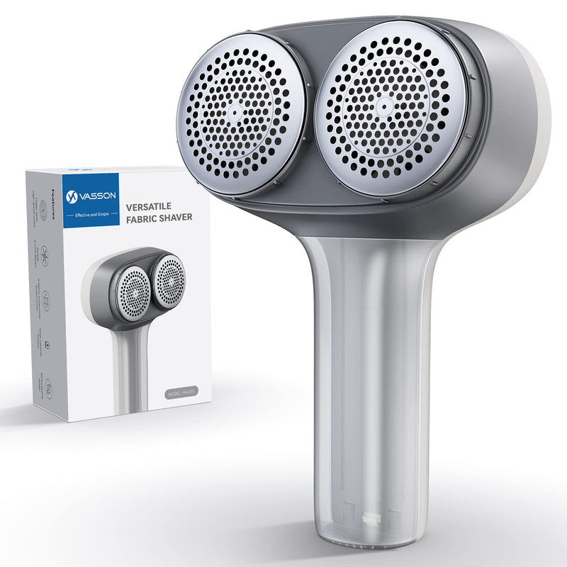 [Australia] - VASSON Fabric Shaver, Electric Lint Remover, Rechargeable Lint Shaver, Sweater Shavers to Remove Pilling, Large Fuzz Remover for Clothes Couch Furniture (greyish white) Greyish White 