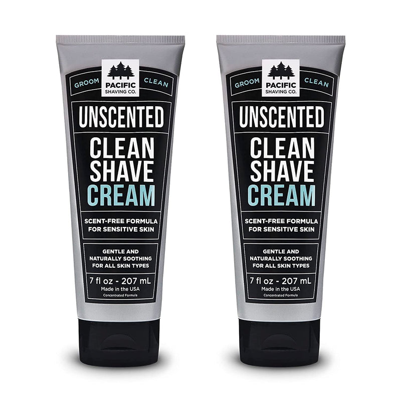 [Australia] - Pacific Shaving Company Clean Shaving Cream - Shea Butter + Vitamin E Shave Cream for Hydrated Sensitive Skin - Clean Formula for a Smooth, Anti-Redness + Irritation-Free Shave Cream (7 Oz, 2 Pack) Unscented 14 Ounce (Pack of 1) 