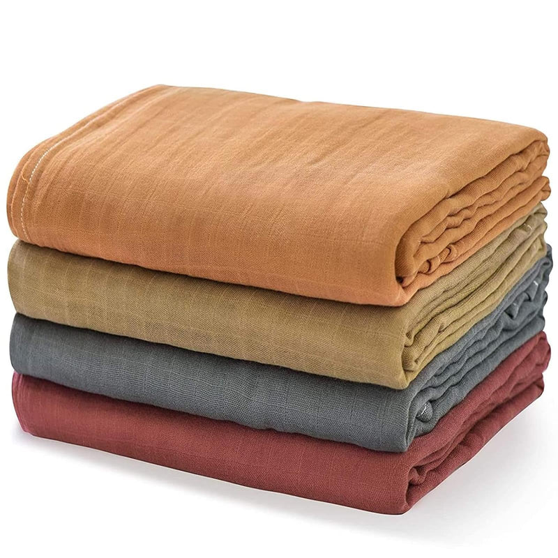 [Australia] - Momcozy Muslin Swaddle Blankets, Swaddle Blanket for Baby Boys and Girls, 4-Pack Breathable and Skin-Friendly Baby Receiving Blankets Swaddle Wrap, Baby Essentials, Registry & Gift, 47 x 47 inches Brown 