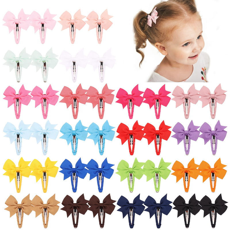 [Australia] - 40PCS Snap Baby Hair Bows Clips for Girls Grosgrain Ribbon Fully Wapped 2 Inch Infant Hair Barrettes Accessories for Baby Girls Newborns Toddler A-40PCS 