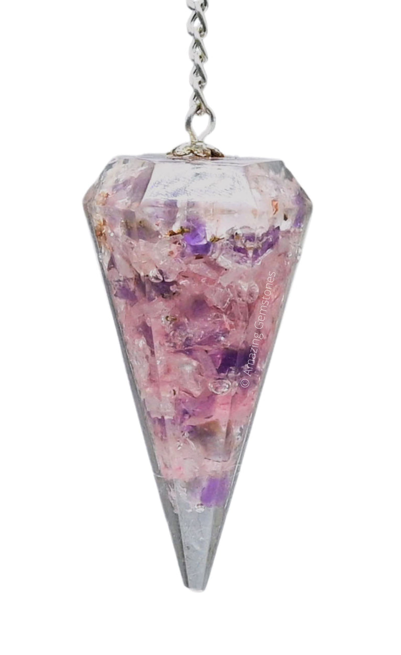 [Australia] - Clear Quartz/Rose Quartz/Amethyst (Mix) Orgone Crystal Pendulums for Divination and Dowsing Crystal Pendulum with True Pendulum Motion Spritual Crystal Clear Quartz/Rose Quartz/Amethyst (Mix) 