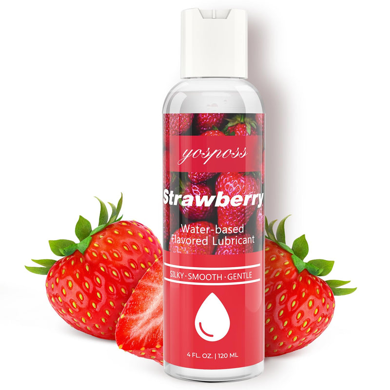 [Australia] - 4 fl.oz. Strawberry Flavored Water Based Lubricant for Men Women, Sugar-Free Natural Feel Personal Lube for Couples Massage, Long-Lasting Gel Non-Sticky Slippery Flavored Lube & Latex Compatible 4 Fl Oz 
