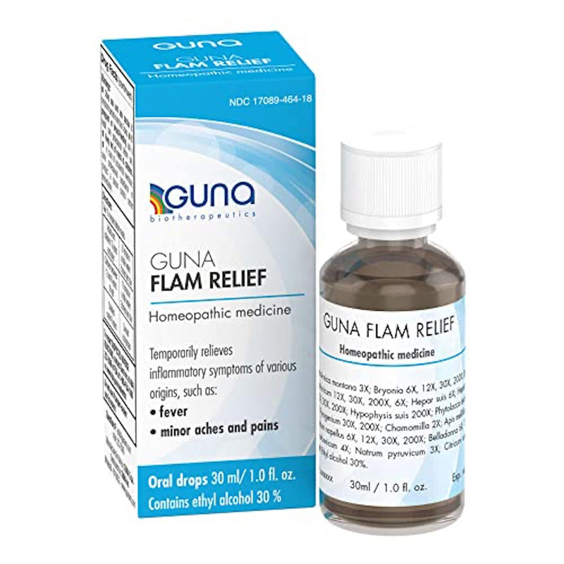 Guna Flam Relief Homeopathic Medicine for Temporary Relief of Minor Aches, Pains, Fever, and Swelling