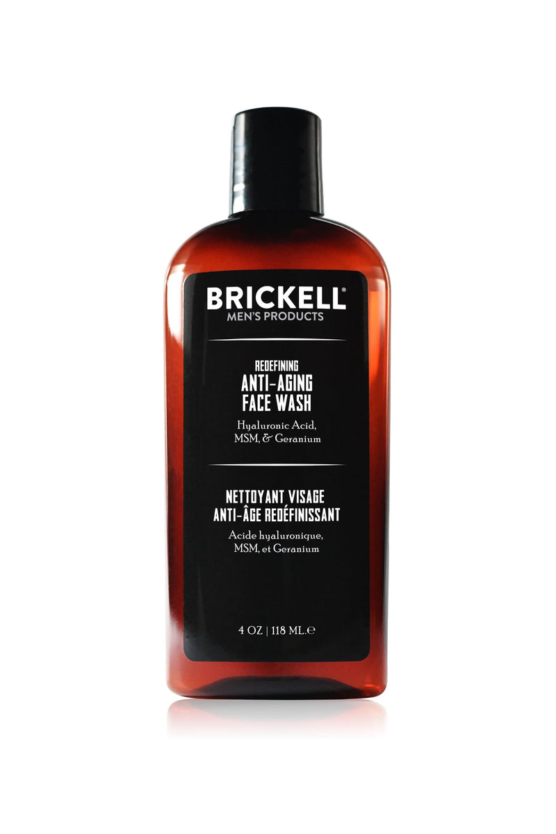 Brickell Men's Redefining Anti-Aging Face Wash For Men, Foaming Gel Face Wash Firms & Plumps Skin to Reduce Signs of Aging, With Hyaluronic Acid, Vitamin E, and Vitamin C, 4oz, Scented 4 Ounce (Pack of 1)