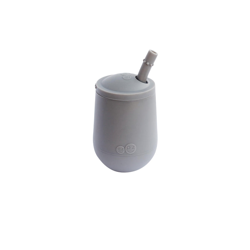 [Australia] - ezpz Mini Cup + Straw Training System - 9 Months+ (Gray) - 100% Silicone Training Cup for Infants + Toddlers - Designed by a Pediatric Feeding Specialist Gray 12 Months+ 