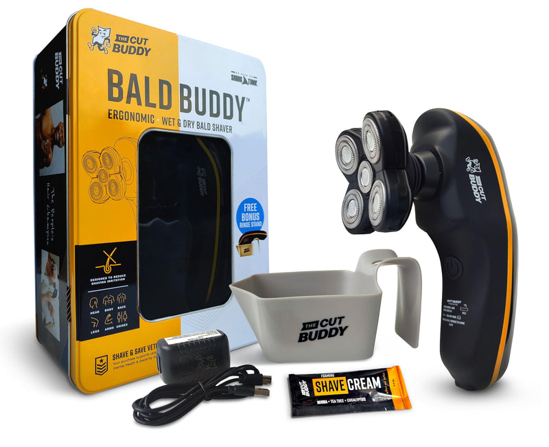 [Australia] - Bald Buddy Head Shaver for Men, Waterproof, Rechargeable Electric Razor, Cordless, Ergonomic Design, Battery & Cleaning Indicator, The Cut Buddy 