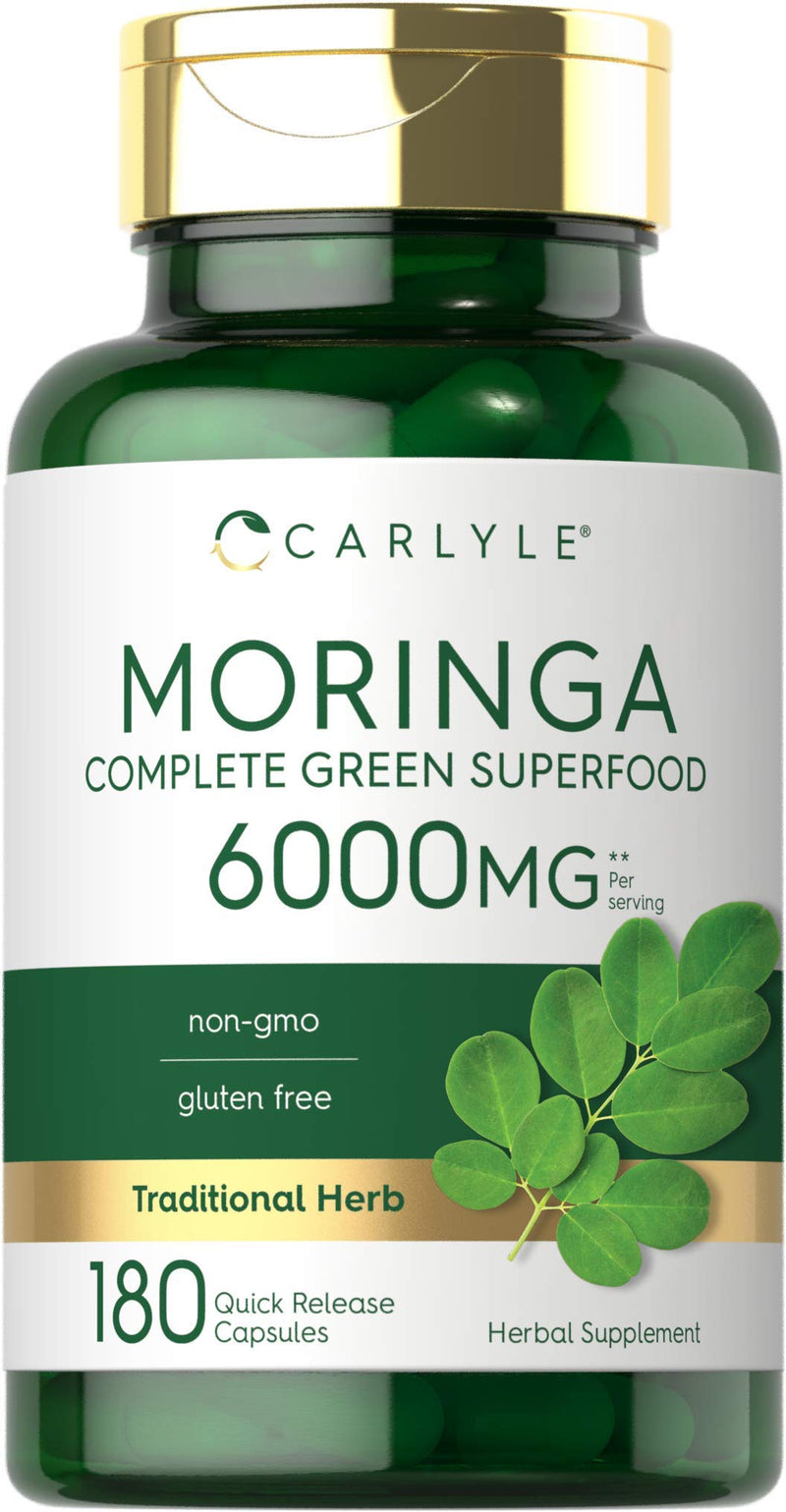 [Australia] - Carlyle Moringa Oleifera | 180 Capsules | Non-GMO and Gluten Free Supplement | Complete Green Superfood | from Moringa Leaf Powder 