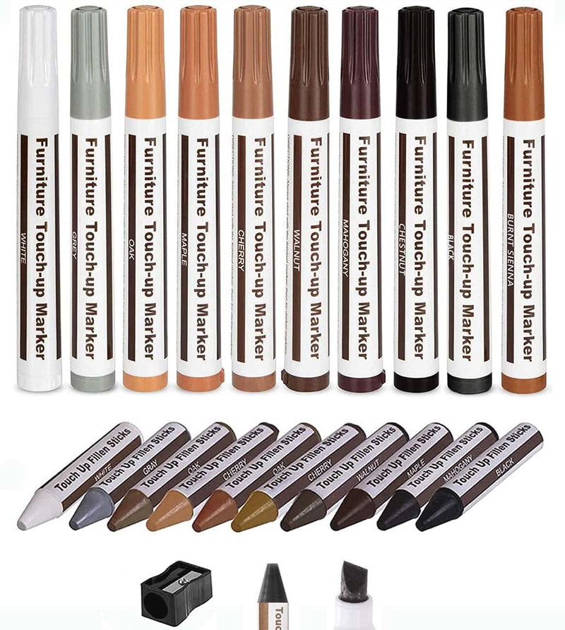 [Australia] - Furniture Markers Touch Up, Lifreer 21 Pcs Wood Filler Floor Scratch Repair Kits, Wood Markers and Wax Sticks with Sharpener Kit for Funiture Repair,Floor Scratch 