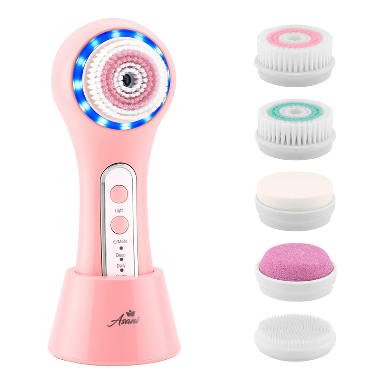 [Australia] - Electric Facial Cleansing Brush with 3 Operating Modes & 5 Replaceable Face Scrub Brush Heads, Waterproof Cleanser Remove Dirt, Oil, Makeup Residue, USB Rechargeable Facial Exfoliator & Massager (J02) J02 