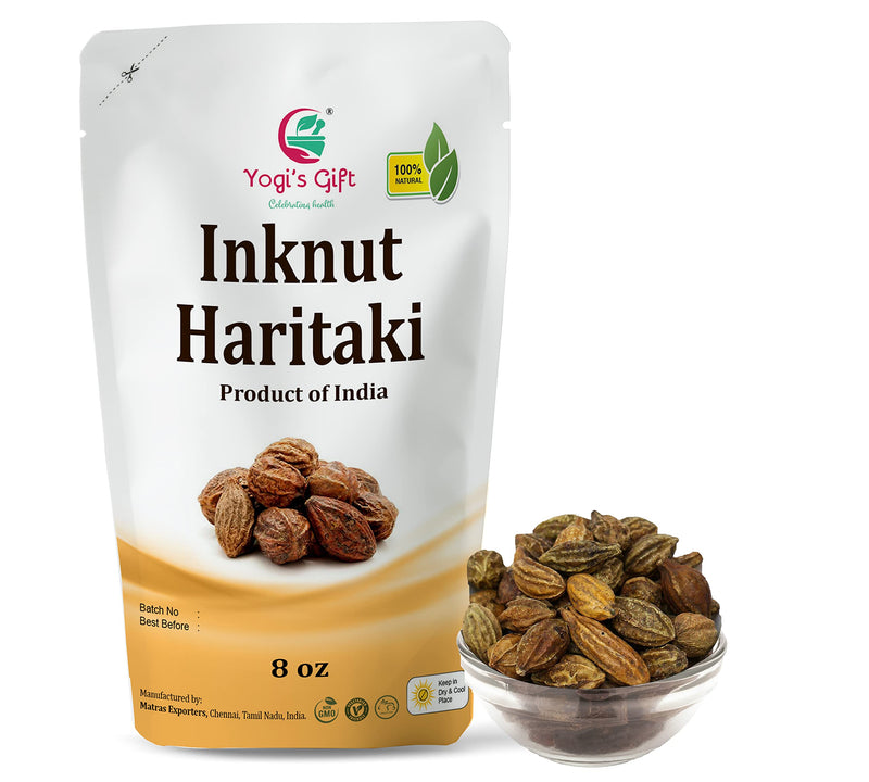 [Australia] - Haritaki/Inknut for Dark Circles | 8 Ounce (227 Grams) | 100% Naturally Dried Whole herb | Terminalia chebula | by Yogi's Gift® Haritaki 