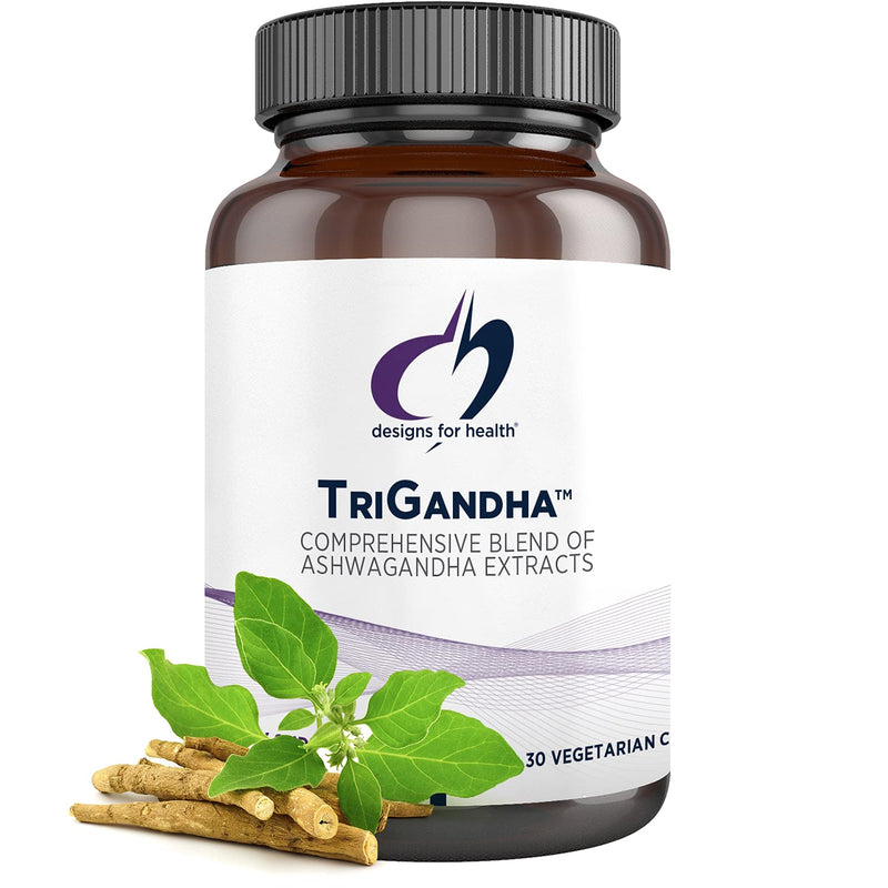 [Australia] - Designs for Health TriGandha - Triple Ashwaganda Root & Leaf Extract Adaptogenic Supplement - Stress Response Support - Vegan Pills, Non-GMO (30 Capsules) 