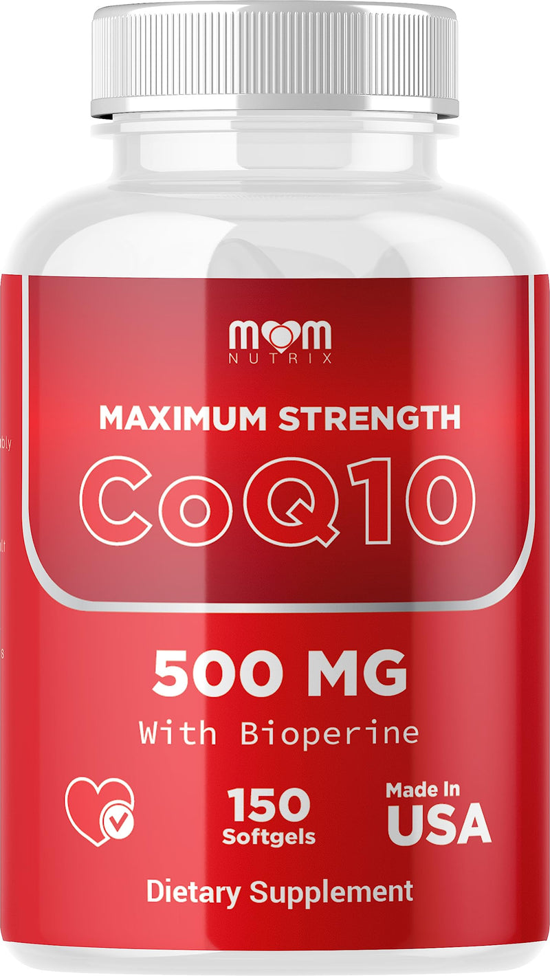 Dr. JOEL'S MOM Nutrix CoQ10 500mg – Cellular Energy Production Support – Best Absorption with Bioperine – 150 Softgels – Made in USA