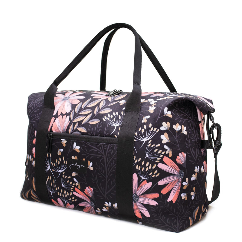 Lola Travel Bag, Weekender/Overnight Duffel, Gym Tote Bag for Women, Men Black Floral