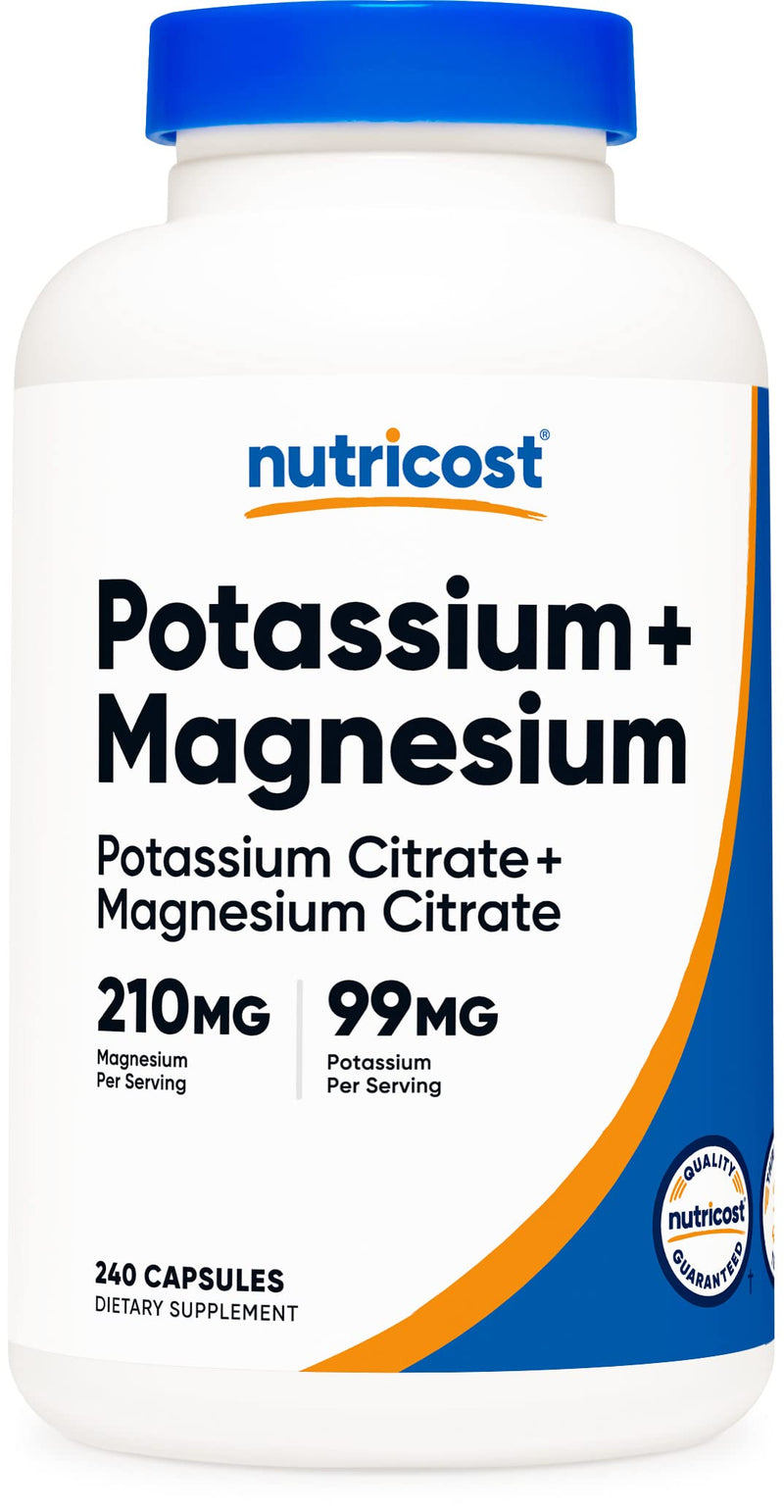 [Australia] - Nutricost Potassium (99 mg) Magnesium (210 mg) Citrates, 240 Capsules - Non-GMO, Gluten Free Unflavored 240 Count (Pack of 1) 