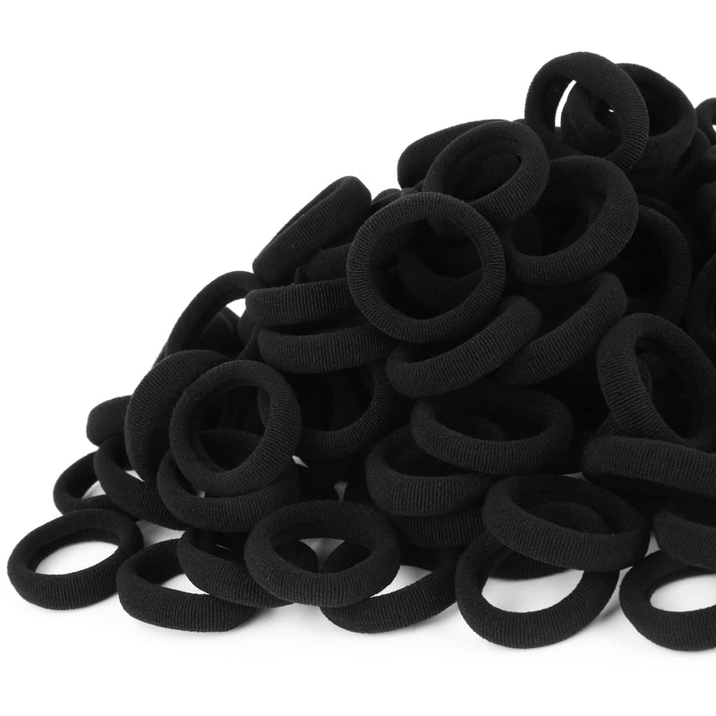 [Australia] - 300PCS Black Toddler Kids Hair Ties – Infant Cotton Hair Ponytail Holders Baby Hair Bands – Kids Seamless Elastic Hair Bands, Soft and No Damage, 1.1 Inch in Diameter, by Qarwayoc 