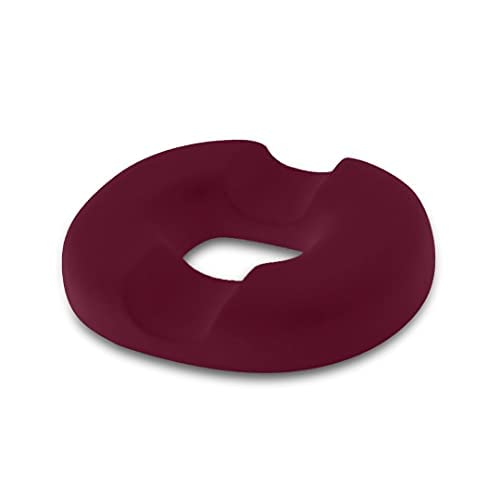 [Australia] - Trickonometry Donut Seat Cushion: Extra Firm Orthopedic Pillow- Lower Back, Hemorrhoid, Bed Sores, Pressure/ Pain Relief, Pregnancy, Postpartum, Surgery, Coccyx, Sciatica, Prostate (White) (Burgundy)﻿ 