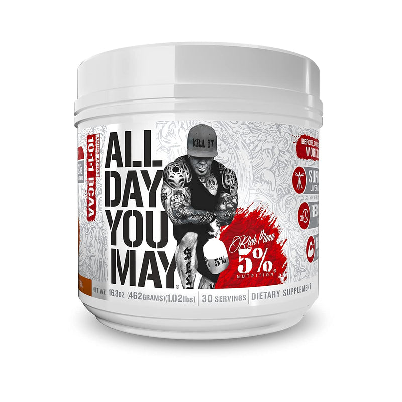 [Australia] - 5% Nutrition Rich Piana AllDayYouMay BCAA Powder | Premium Intra & Post Workout Amino Acids, Hydration, Endurance, Muscle Recovery, Joint & Liver Support | 16.3 oz, 30 Servings (Southern Sweet Tea) Southern Sweet Tea 