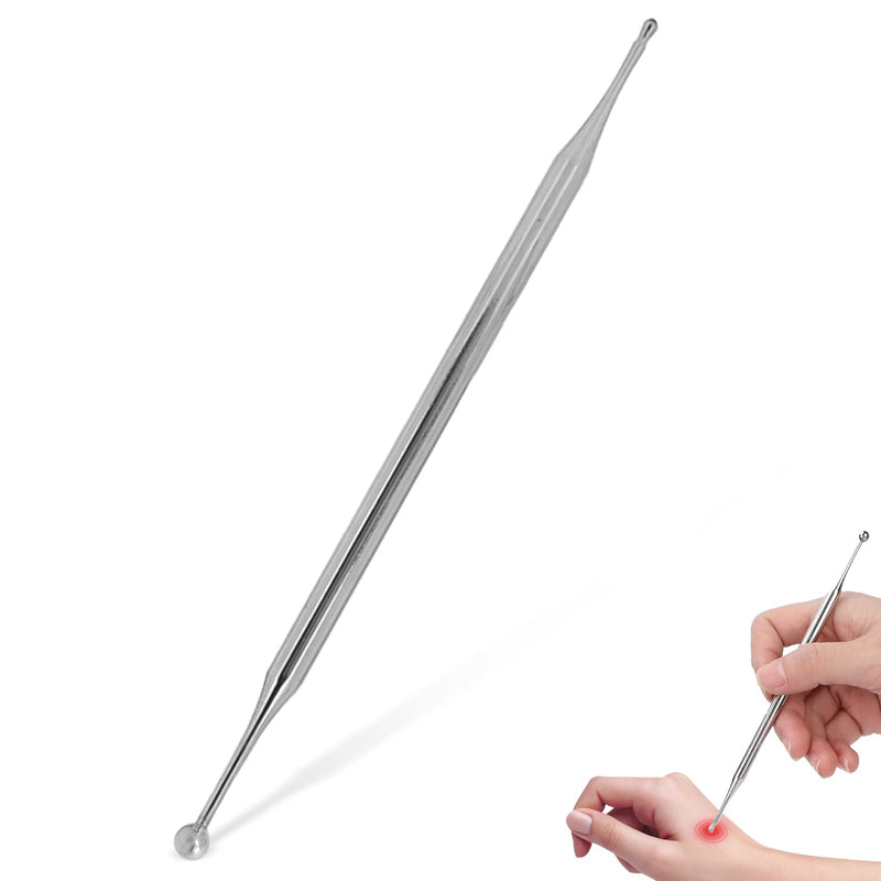 [Australia] - Agatige Dual Head Facial Reflexology Tools, Stainless Steel Face Acupressure Pen Portable Ear Acupuncture Body Point Probe Massage Tool for Deep Tissue(15cm) 15cm 