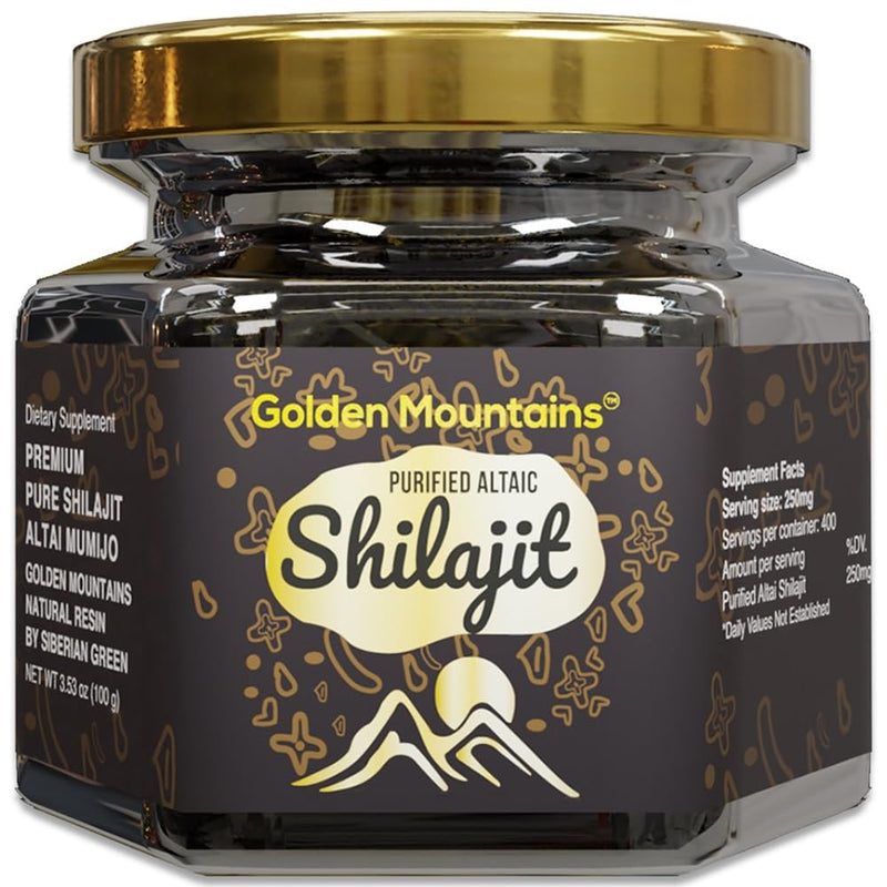 [Australia] - Pure Authentic Siberian Altai "Golden Mountains" Shilajit Resin 100g 3.53oz - Measuring Spoon – Quality & Safety Certificate in each Box 