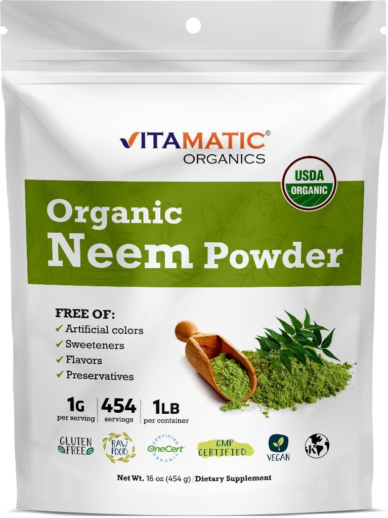 [Australia] - Vitamatic Certified USDA Organic Neem Leaf Powder 1 Pound (16 Ounce) 