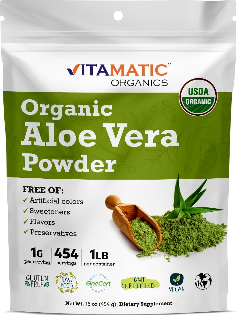 [Australia] - Vitamatic Certified USDA Organic Aloe Vera Powder 1 Pound (16 Ounce) 
