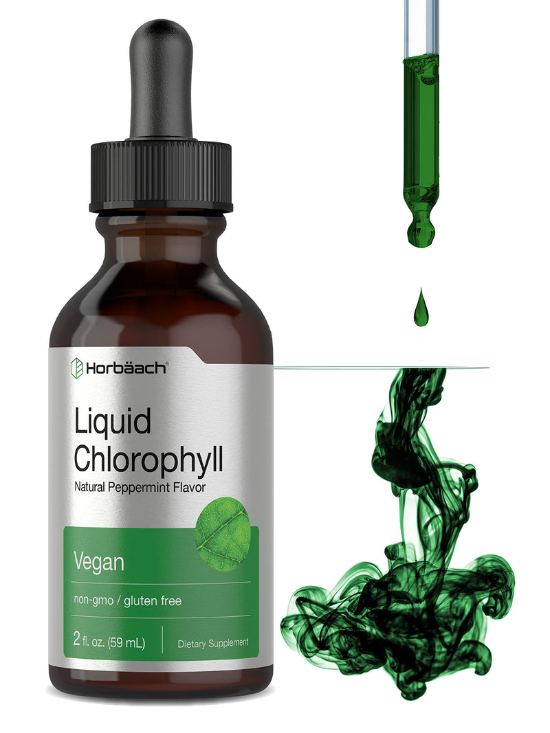 [Australia] - Horbäach Liquid Chlorophyll Drops | 2 oz | Vegan, Non-GMO, and Gluten Free Formula | Natural Peppermint Flavor 