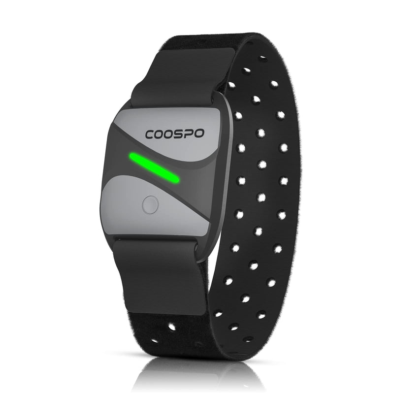 [Australia] - COOSPO Heart Rate Monitor Armband HW807, Bluetooth 5.0 ANT+ HRM with HR Zone LED Indicator, Tracking Heartbeat HRV for Fitness Training, Work with Peloton/Polar/Wahoo/Strava/Zwift/DDP Yoga HW807 Armband Heart Rate Monitor 