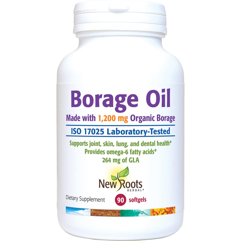 [Australia] - NEW ROOTS HERBAL 100% Organic Borage Oil 1200 mg with 444mg of GLA (90 softgels) |Maintains Good Health and Better Skin.| Non GMO 