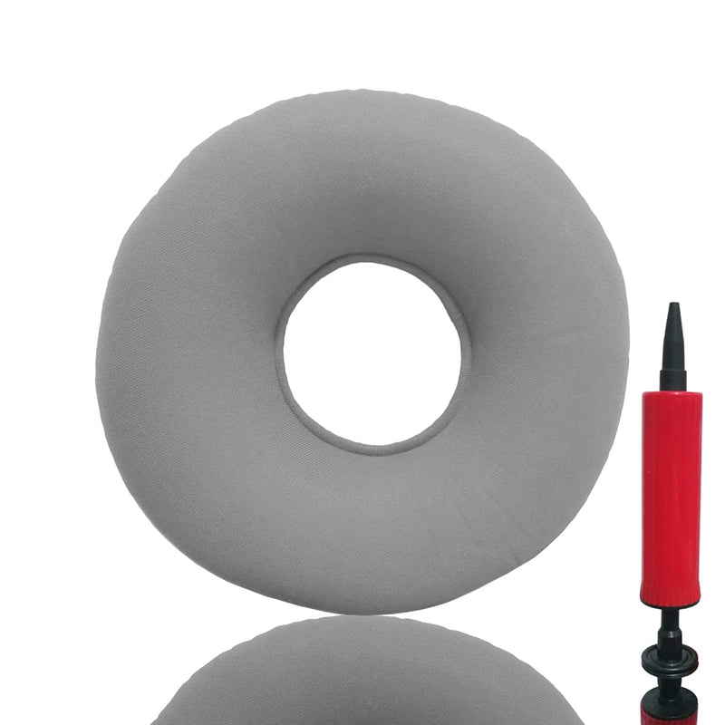 [Australia] - Donut Cushion Seat, Donut Pillow for Tailbone Pain, Hemorrhoid Seat Pillow, Inflatable Ring Cushion with A Pump, Round Wheelchairs Seat Cushion for Home,Car or Office (15" Gray) 