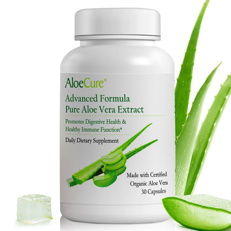 [Australia] - AloeCure Organic Aloe Vera Capsules, 130,000mg Inner Aloe Leaf Equivelant per Serving, Support Gut Health & Digestive Comfort, Stomach Acid Buffer, Natural Immune Supplement, Aloin Free, 30 Capsules 1 Bottle (30 Capsules) 