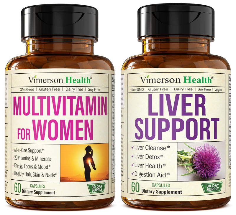 Vimerson Health Multivitamin for Women - Complete Womens Multivitamin & Multimineral & Liver Cleanse Detox & Repair Milk Thistle Supplement for Liver Support