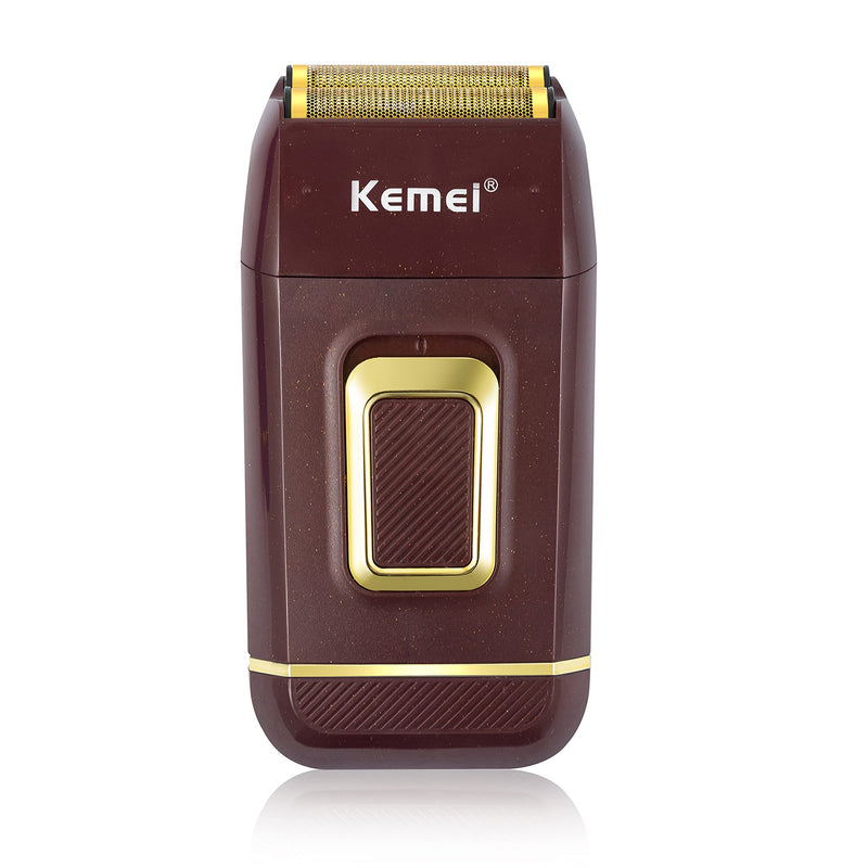 [Australia] - KEMEI Foil Shaver Double Electric Shaver for Men Electric Razors Head Shavers for Bald Men Barber Supplies Hair & Beard Trimmer Cordless Rechargeable Brown 