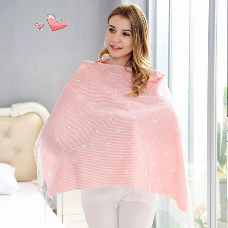 [Australia] - Nursing Covers for Breastfeeding, Soft Cotton Breast Feeding Cover Stroller Cover with Lace Screen Yarn, Privacy Nursing Covers Infant Feeding Cover Infant Breathable for Breastfeeding Supplies（Pink） Pink 