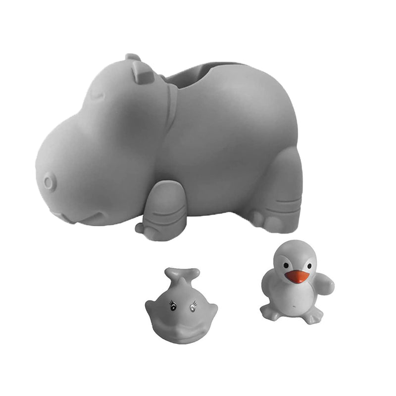 [Australia] - Bath Spout Cover - Faucet Cover Baby - Tub Spout Cover Bathtub Faucet Cover for Kids -Tub Faucet Protector for Baby - Silicone Spout Cover Gray Hippo - Kids Bathroom Accessories - Free Bathtub Toys 