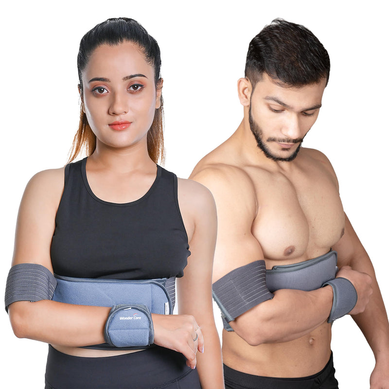 [Australia] - Wonder Care Left Right Shoulder Immobilizer Arm Sling Elastic Brace for Clavicle Collar Bone Dislocation Subluxation Shoulder stabilizer Compression Brace After Rotator Cuff Surgery Grey Special (42-54") 