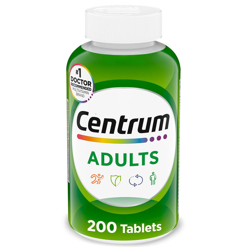 Centrum Multivitamin for Adults 18 and Over, 200 Tablets | Contains B Vitamins, Vitamin C, Vitamin E and Antioxidants, Supports Healthy Immune Response, GLP-1 Support 200 Count (Pack of 1)