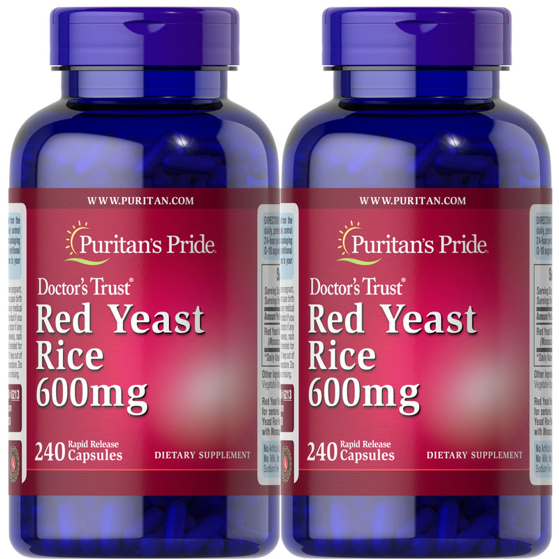 [Australia] - Puritan's Pride Red Yeast Rice Capsule 600 mg, 240 Count, Pack of 2 