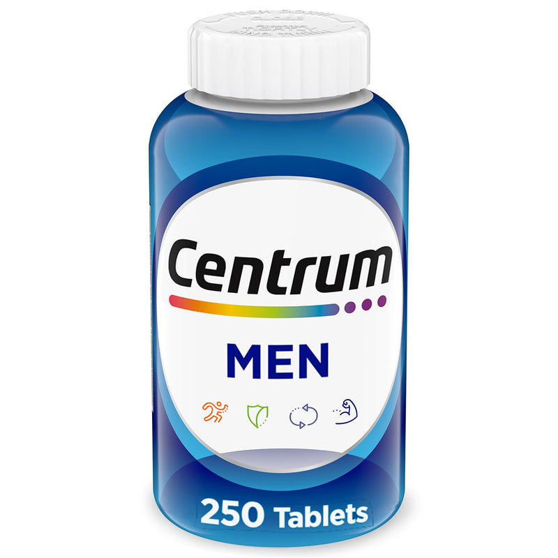 Centrum Multivitamin for Men, Multivitamin/Multimineral Supplement with Vitamin D3, B Vitamins and Antioxidants, Gluten Free, Non-GMO Ingredients - 250 Count | Contains Vitamin D3, B Vitamins and Antioxidants, Gluten Free, Non-GMO Ingredients, GLP-1 Su...