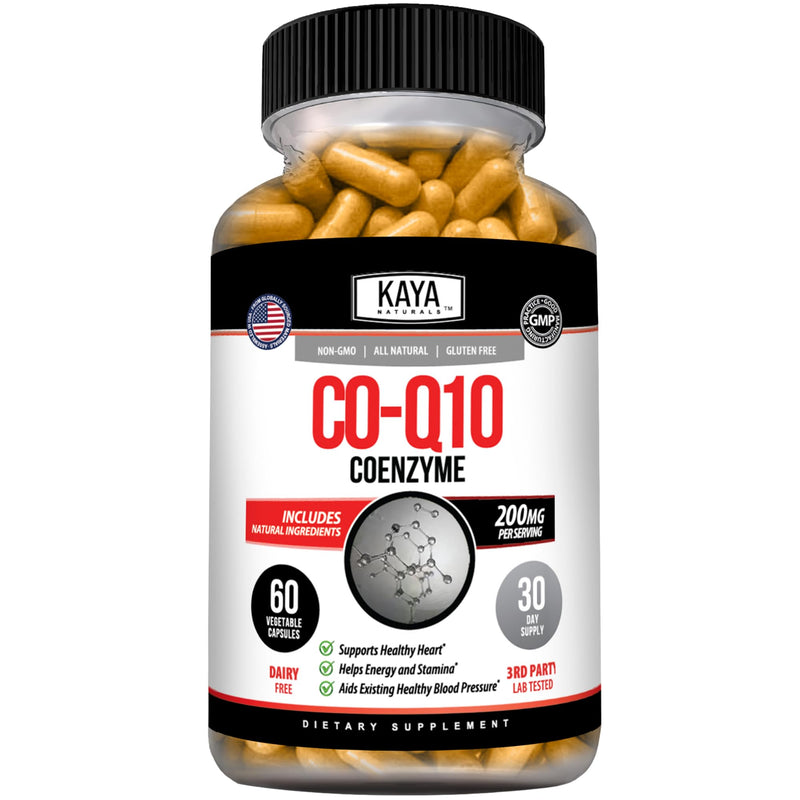 Kaya Naturals CoQ10 Power Antioxidant Supplement, 60 Veggie Capsules | Vascular & Heart Health, Healthy Blood Pressure Levels, Immune Function Support, Restores Cellular & Energy Production 60 Count (Pack of 1)