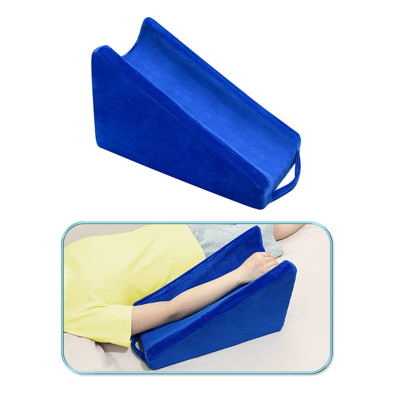 [Australia] - Arm Elevation Pillow Support Wedge Elevating Arm Medical Pillow Post Surgery Elevated Surgical Wedge Arm Pillows for Sleeping Elbow Therapy Wedge Foam Support Hand Elevator Broken Arm Wrist Recovery Blue 