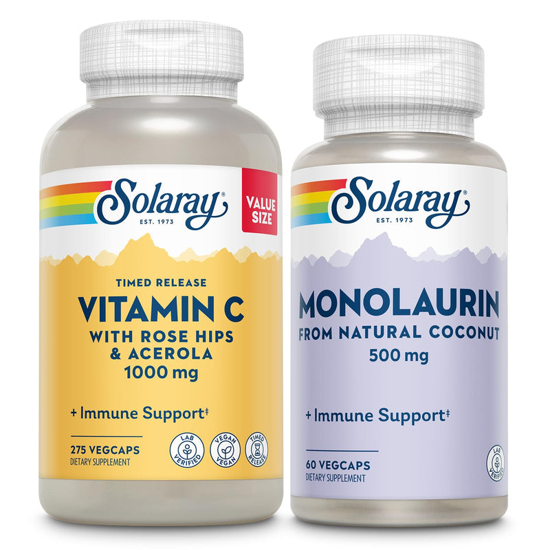 SOLARAY Vitamin C 1000mg and Monolaurin 500mg Wellness Bundle