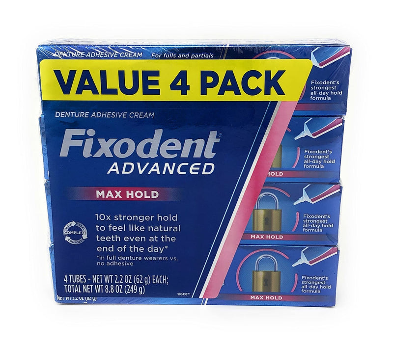 [Australia] - Fixodent Advanced Max Hold Denture Adhesive, 2.2 Ounce (Pack of 4) 