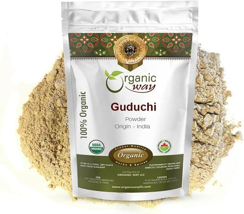 [Australia] - Organic Way Premium Grade Guduchi Powder (Tinospora cordifolia) - Organic & Kosher Certified | Raw, Vegan, Non GMO & Gluten Free | USDA Certified | Origin - India (1LBS / 16Oz) 16 Ounce (Pack of 1) 