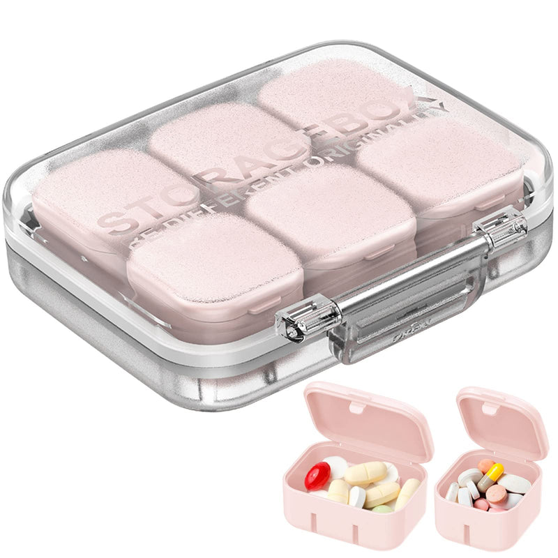 Pill Organizer SOFISO 4/6 Grid Free Assembly Travel Medicine Organizer | 10 Day Pill Organizer Portable Pill Box Waterproof Pill Case Daily Medication Carry Case for Vitamins, Fish Oils, Supplements Pink