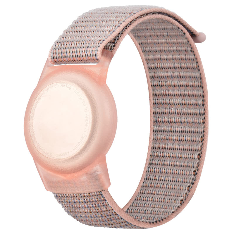 [Australia] - Kids Wristband Compatible with Apple AirTag, Protective Case for Air Tag GPS Tracker Holder with Nylon Bracelet, Adjustable Anti Lost Watch Band for Toddler Child Elder (Pink) Pink 