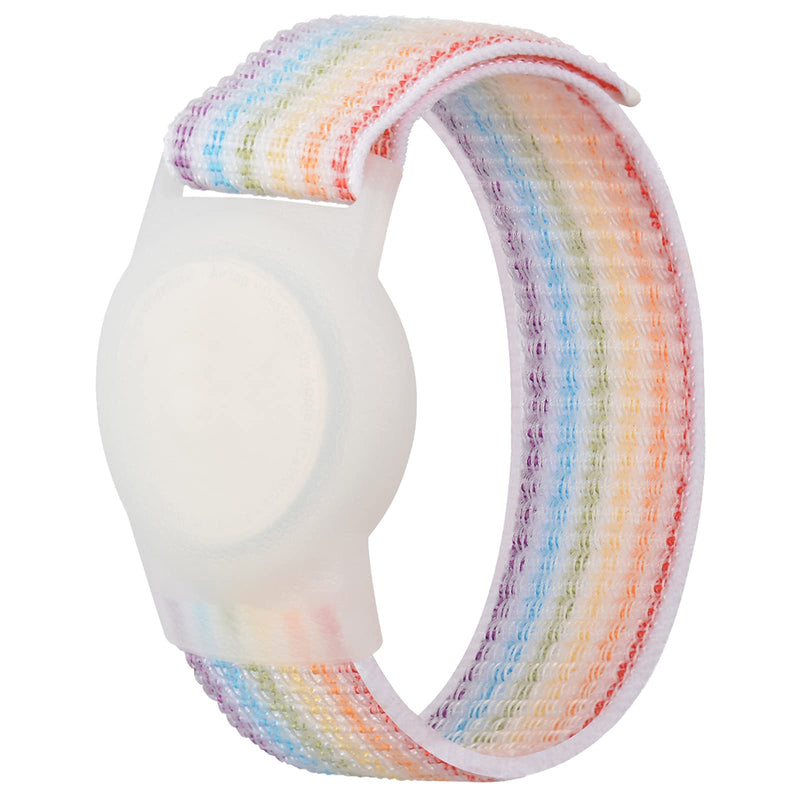 [Australia] - Kids Wristband Compatible with Apple AirTag, Protective Case for Air Tag GPS Tracker Holder with Nylon Bracelet, Adjustable Anti Lost Watch Band for Toddler Child Elder (Rainbow A) Rainbow A 