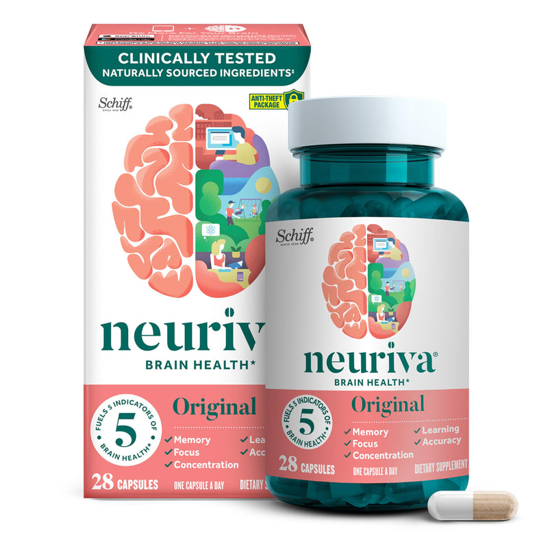 [Australia] - NEURIVA Original Decaffeinated Clinically Tested Nootropic Brain Supplement for Memory, Focus & Concentration, NeuroFactor & Phosphatidylserine, 28ct Capsules 