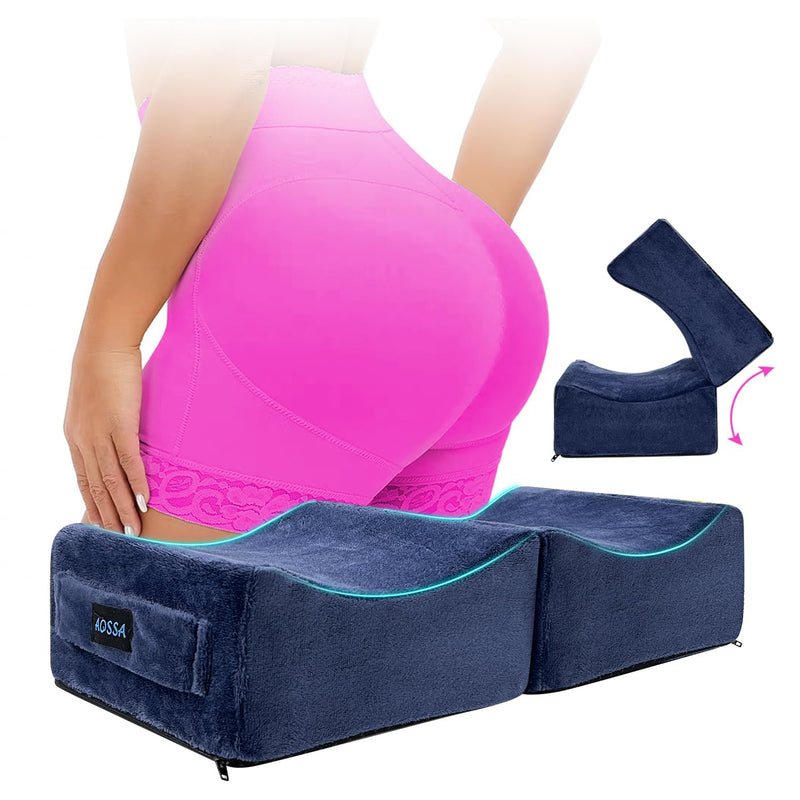 [Australia] - AOSSA Brazilian Butt Lift Pillow, BBL Pillow After Surgery for Butt Sitting, BBL Supplies Post Surgery, Booty Pillow for Home, Office Chair, Driving Car – Butt Lift & Recovery Foam Support Cushion Blue 