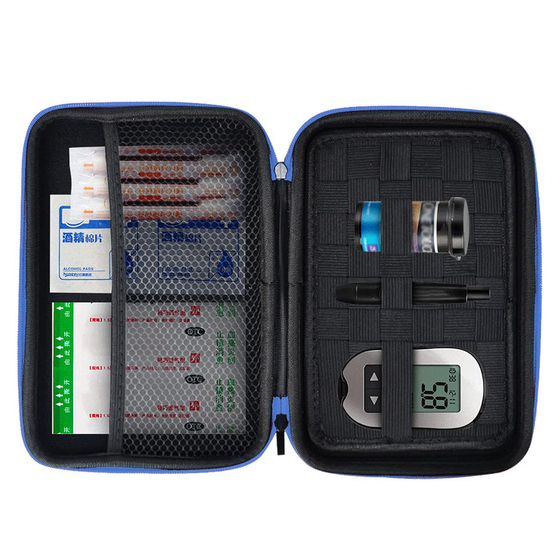 Eva Hard Sell Protective Bag Travel Organizer Case for Diabetic Supplies Testing Kit,Blood Glucose Monitoring Systems,Test Strips,Syringes,Insulin,Electronic Accessories (Blue) Blue